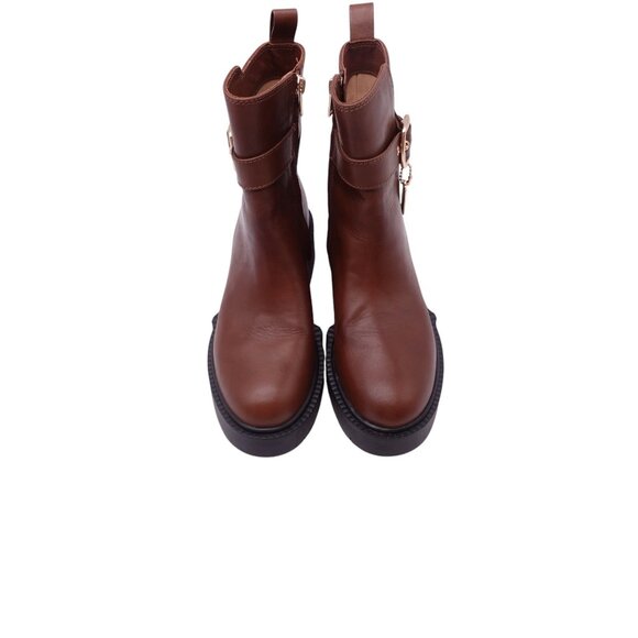 NWOB Coach Lacey Buckled Lug Sole Engineer Boots Sz 7B Brown Leather CB995 - Picture 5 of 14